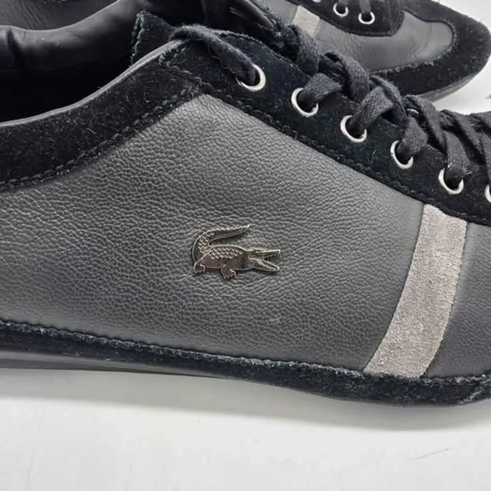 Lacoste Misano 22 Mens 11.5 Black Leather Suede Driving Sneakers Shoes